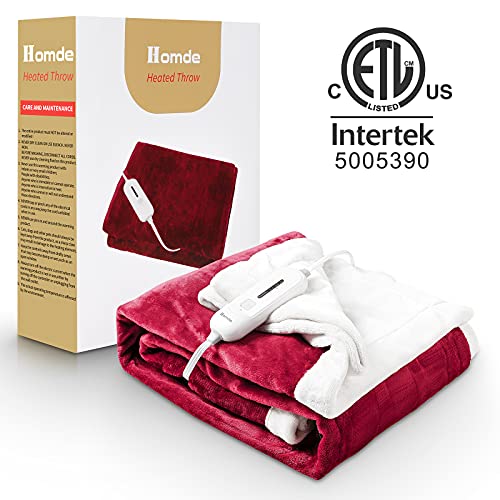 Flannel Heated Blanket Machine Washable (Red & White)-xinru shop