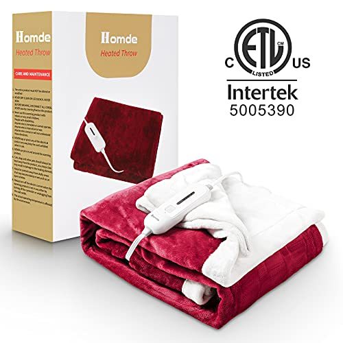 Flannel Heated Blanket Machine Washable (Red & White)-xinru shop