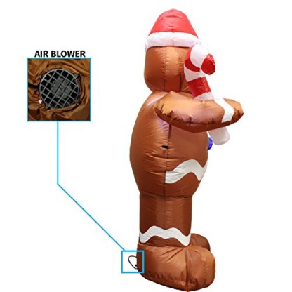 Joiedomi JO-GM01 Yard Decoration 5ft Self-Inflatable Gingerbread Man with Candy Canes Perfect for Wavin, White-xinru shop