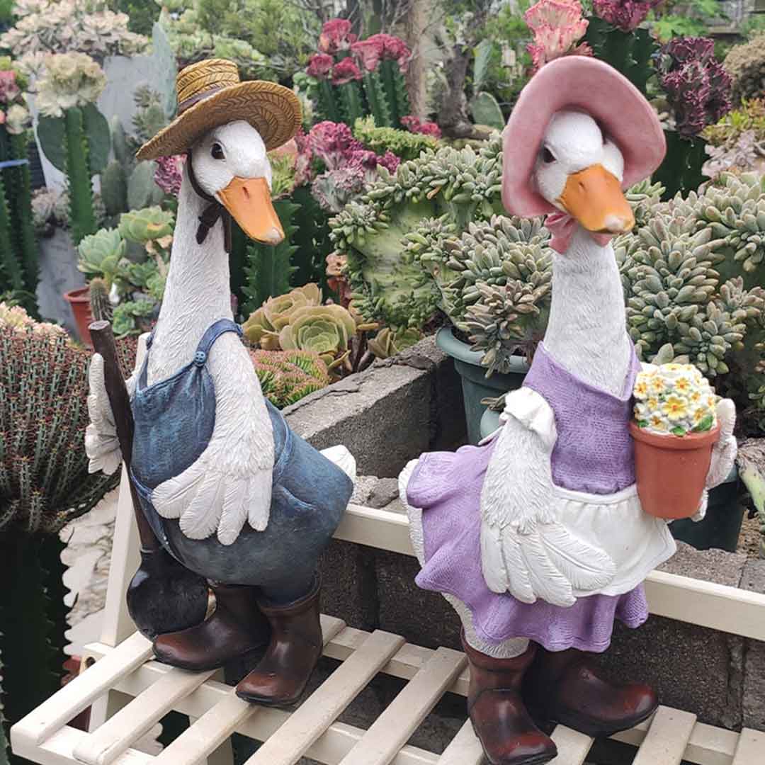 Garden Decorations Cute Resin Duck Outdoor Statue Simulation Ornaments-xinru