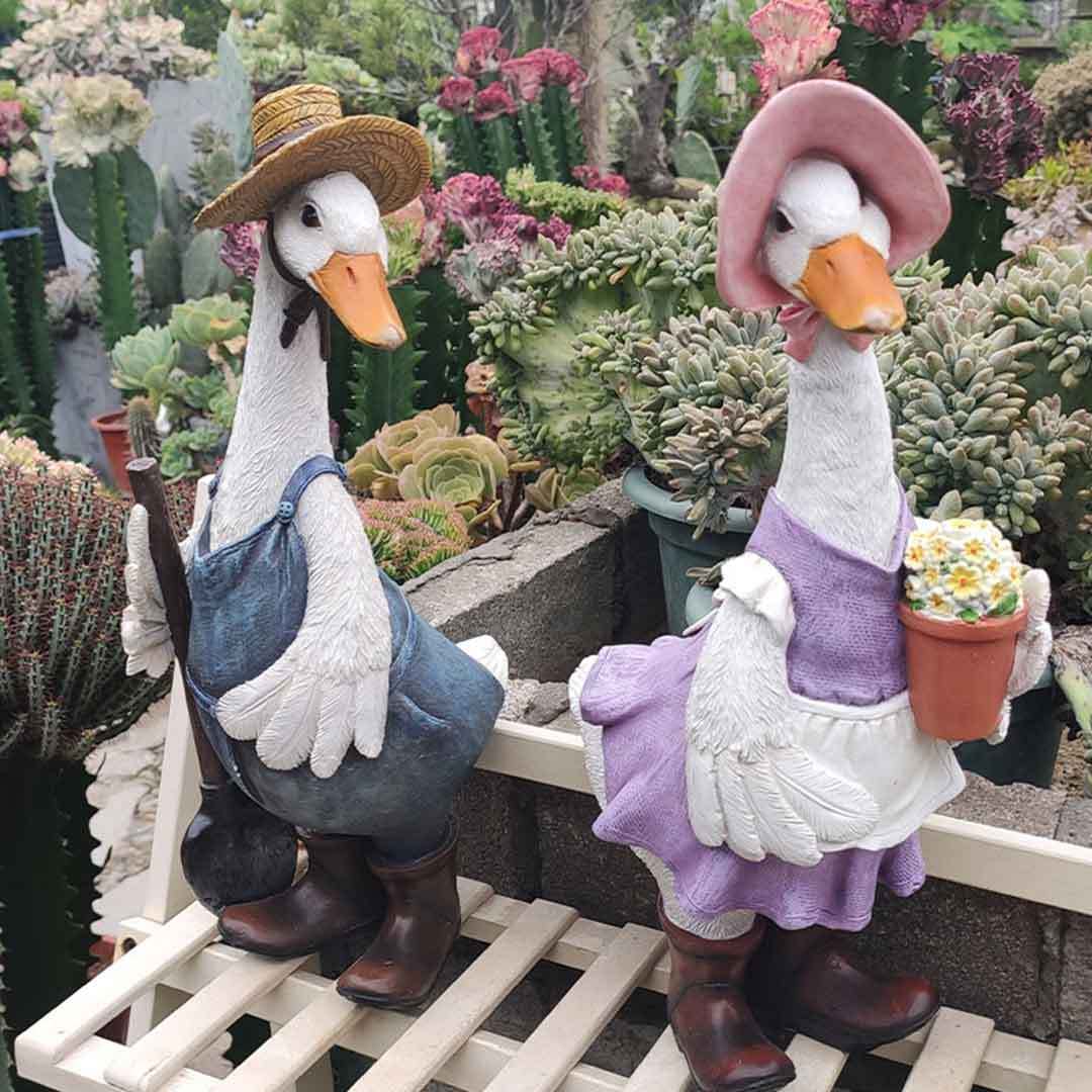 Garden Decorations Cute Resin Duck Outdoor Statue Simulation Ornaments-xinru