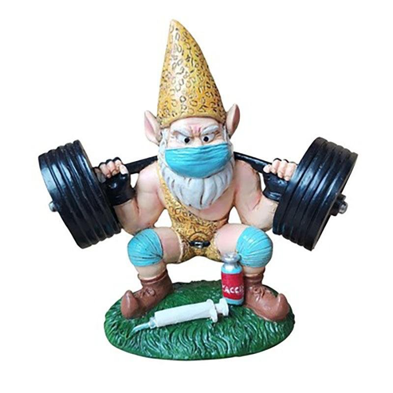Weightlifting Gnome Resin Ornament Weatherproof Garden Decoration-xinru