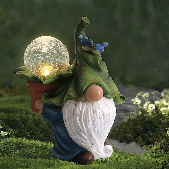 Solar Garden Decor,Garden Gnome Statue With Solar Lamp-xinru