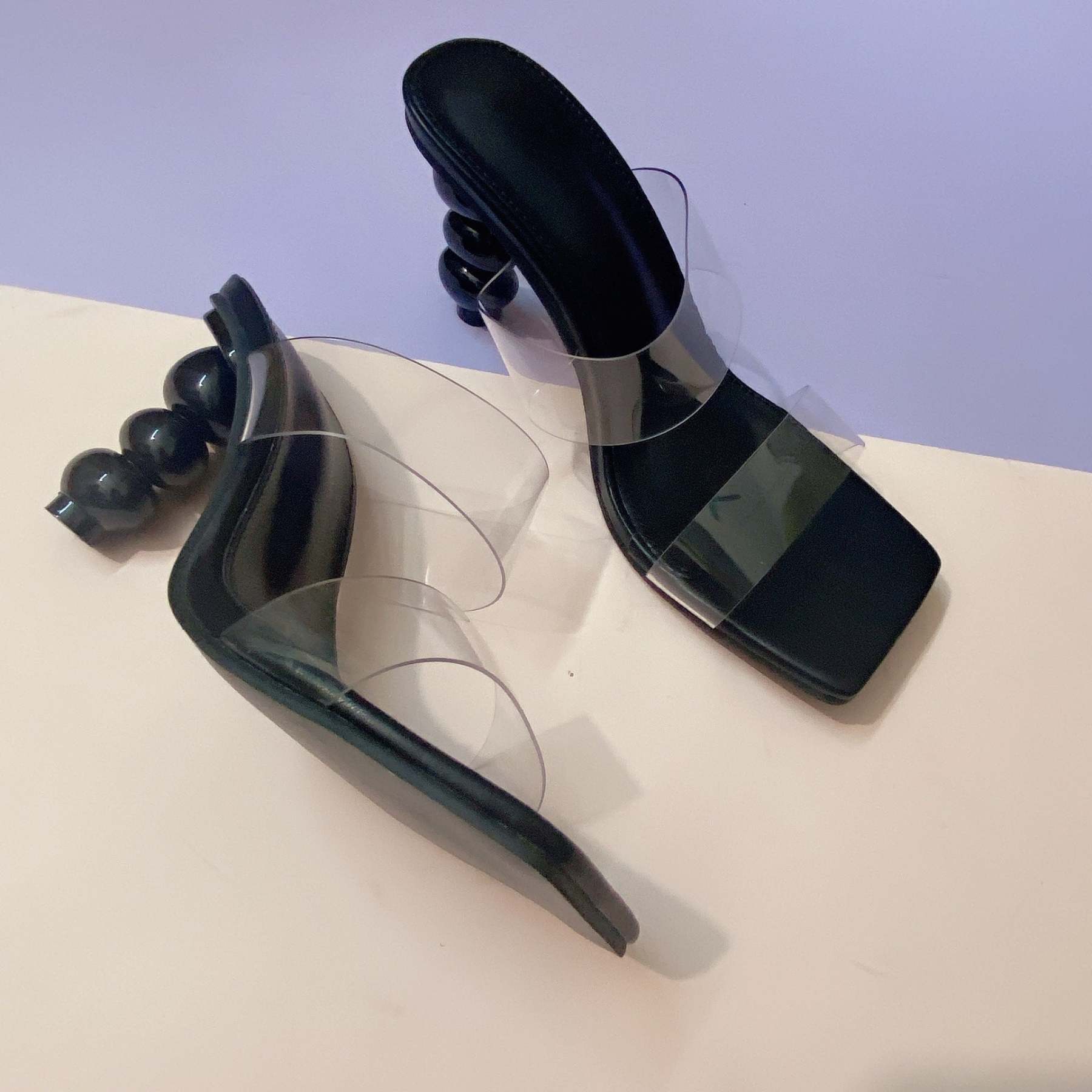 Women Special Gourd Shoes High Heel Transparent Sandal-xinru