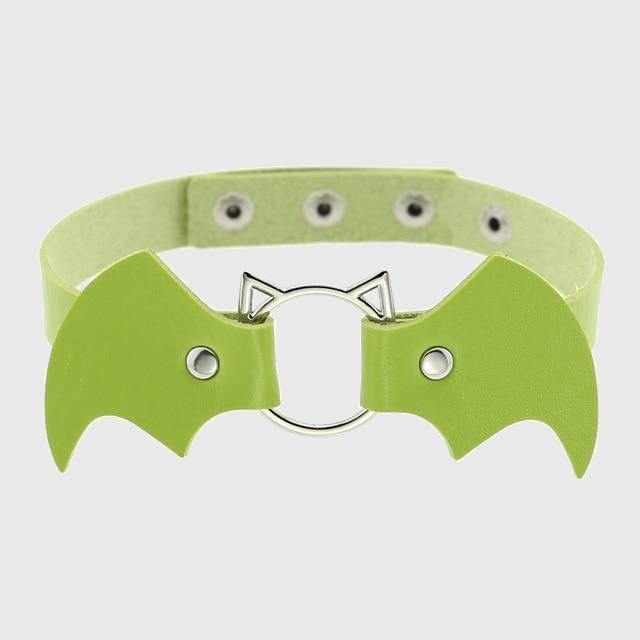 Women Heart Rivet Bat Wings Black Leather Choker Collar Necklace Party-xinru