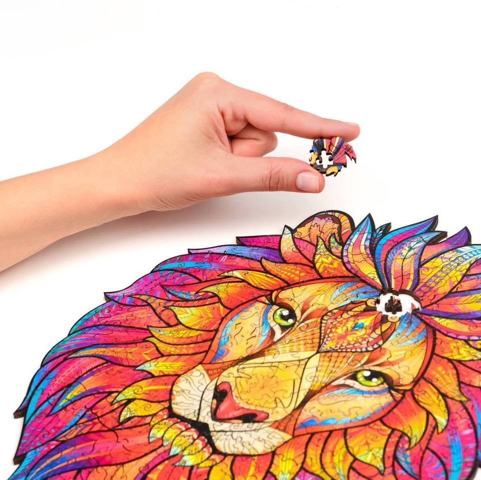 Wooden Brave Lion Jigsaw Puzzle Gifts With Box-xinru