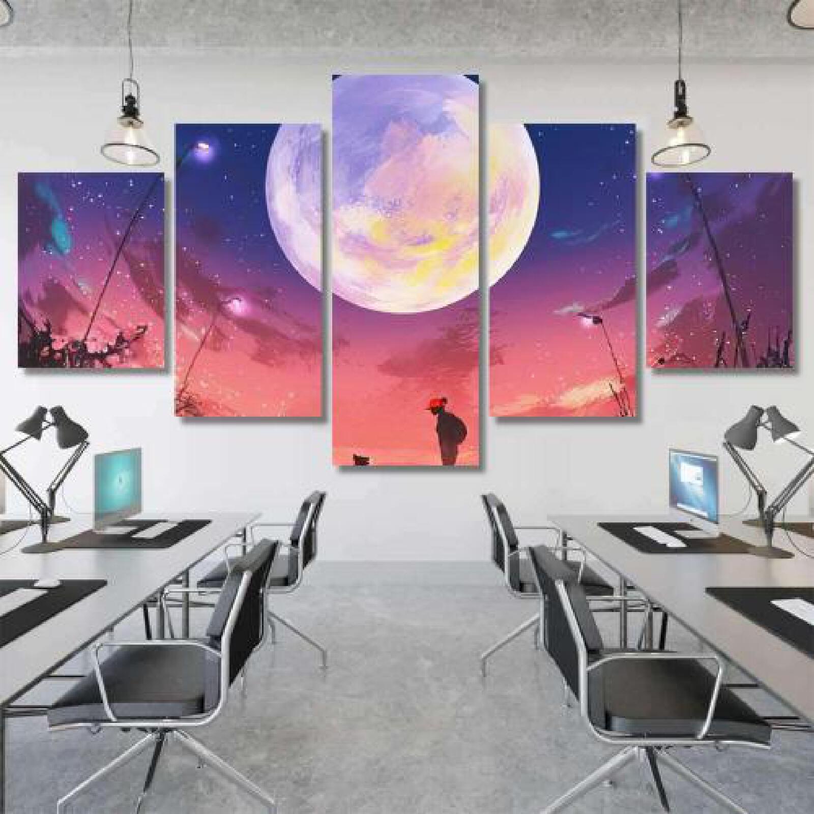 Young Woman Dog Beautiful Night Huge-xinru shop