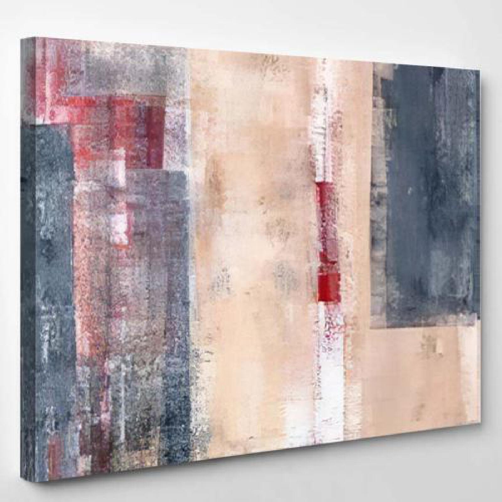 Beige Grey Red Abstract Art Painting-xinru shop