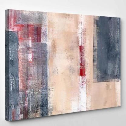 Beige Grey Red Abstract Art Painting-xinru shop
