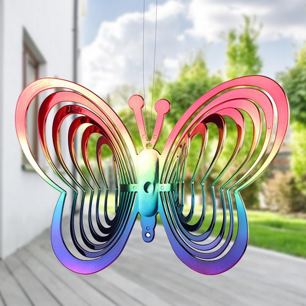 Reflective Windmill Decor Butterfly Wind Chimes Metal Wind Spinner-xinru