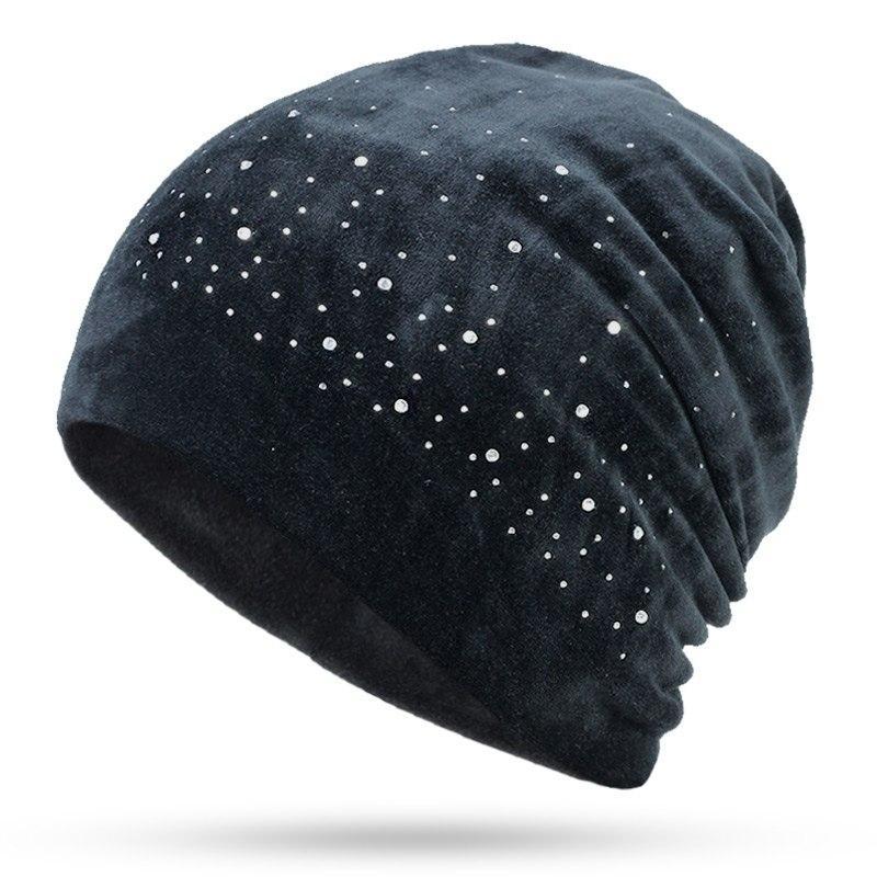 Rhinestone Soft Diamond Winter Slouchy Beanie-xinru