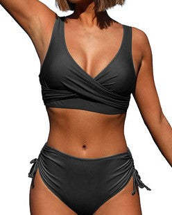 Women's Solid Color Cross Straps Bikinis-xinru