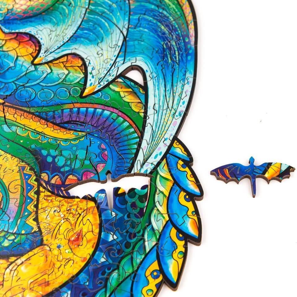 Wooden Jigsaw Puzzle Guarding Dragon With Box Gifts For Adult-xinru