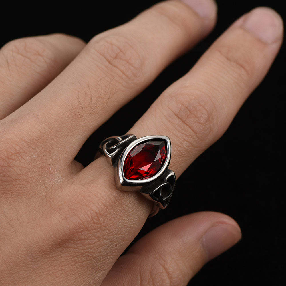 Stainless Steel Celtic Knot Ruby Crystal Ring For Men-xinru