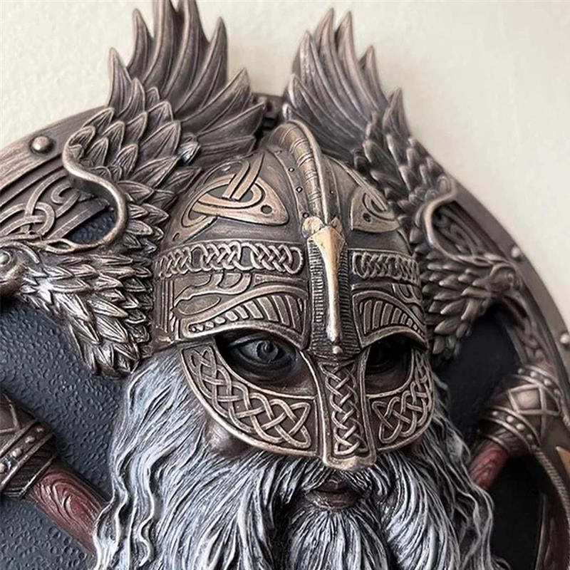 Norse Viking Berserker Warrior Wall Plaque Sculpture Home Art Decor Statue-xinru