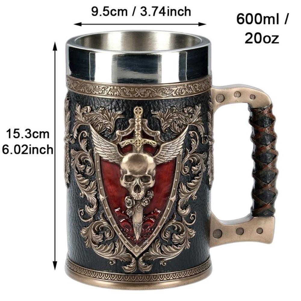 Viking 3D Warrior Skull Eagle Winged Sword Beer Mug Stein Tankard 更新-xinru