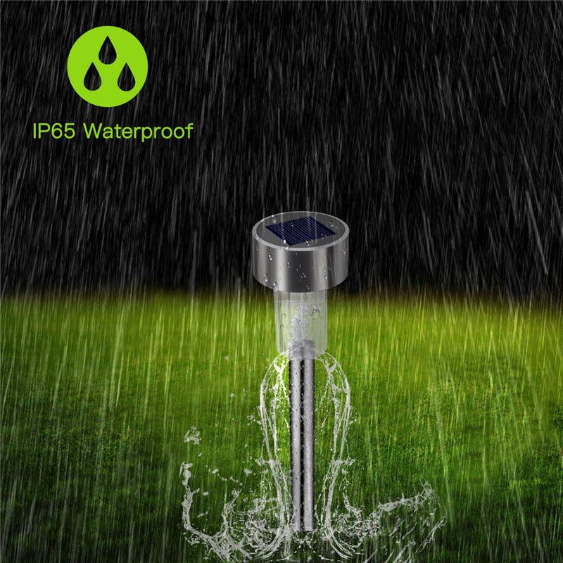 12 Packs Solar Glass Stainless Steel Waterproof Stake Lights For Outdoor Pathway Garden-xinru