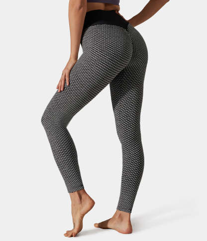 High Waisted Butt Lifting Honeycomb Leggings-xinru shop