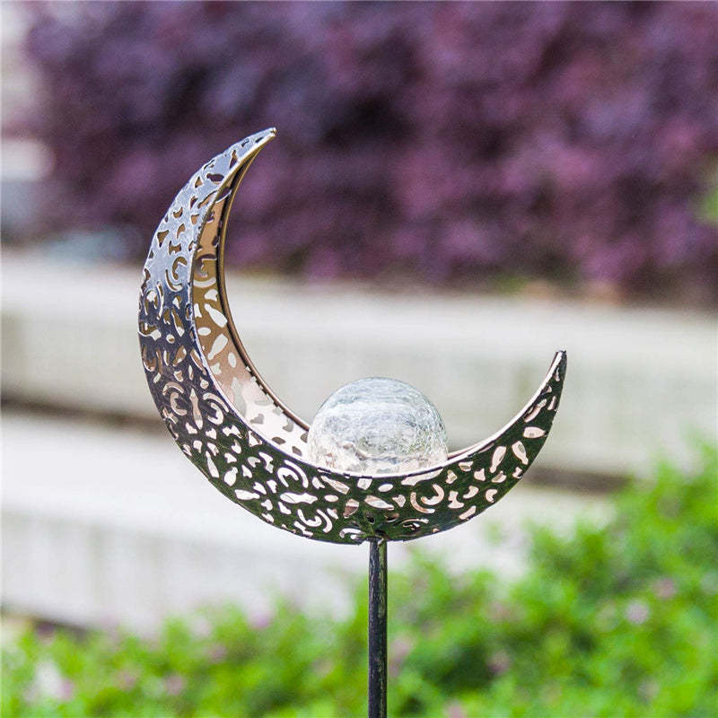 Garden Solar Moon Crack Glass Globe Lawn Light-xinru