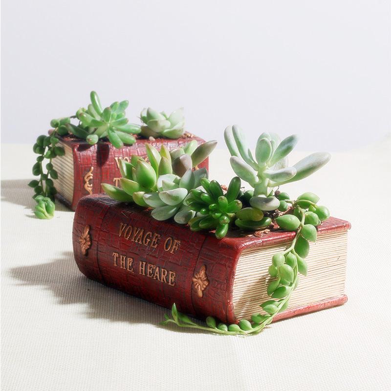 Vintage Book Succulent Herb Planter Flower Basket Pot Plant Home Decor-xinru