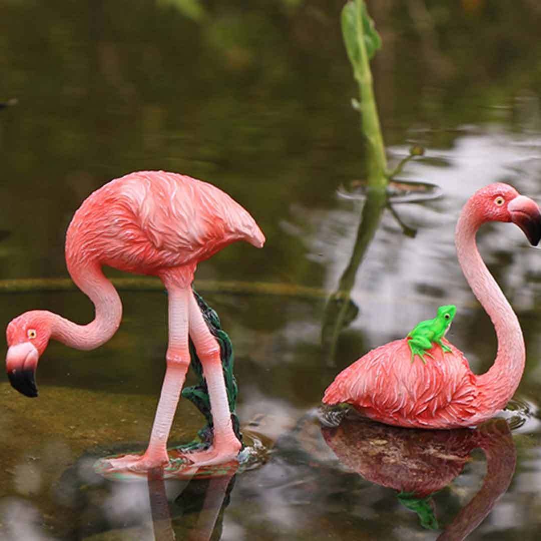 Flamingo Figurine Cute Animals Ornaments Fairy Garden Miniatures Terrarium Decor-xinru