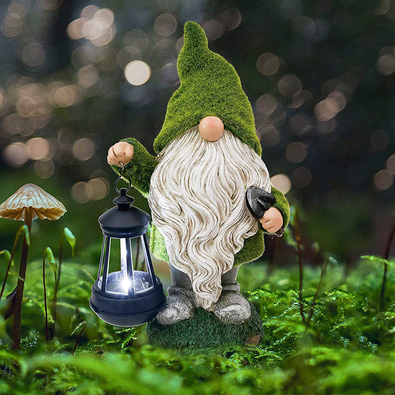 Flocked Gnomes Garden Decorations with Solar Lights-xinru