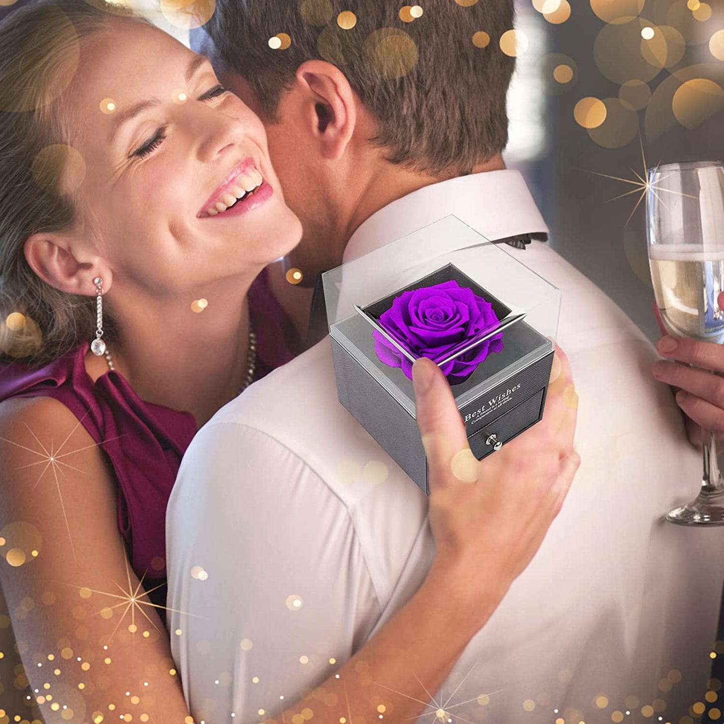 Mother's Day Gift Preserved Red Real Rose With  Necklace-xinru