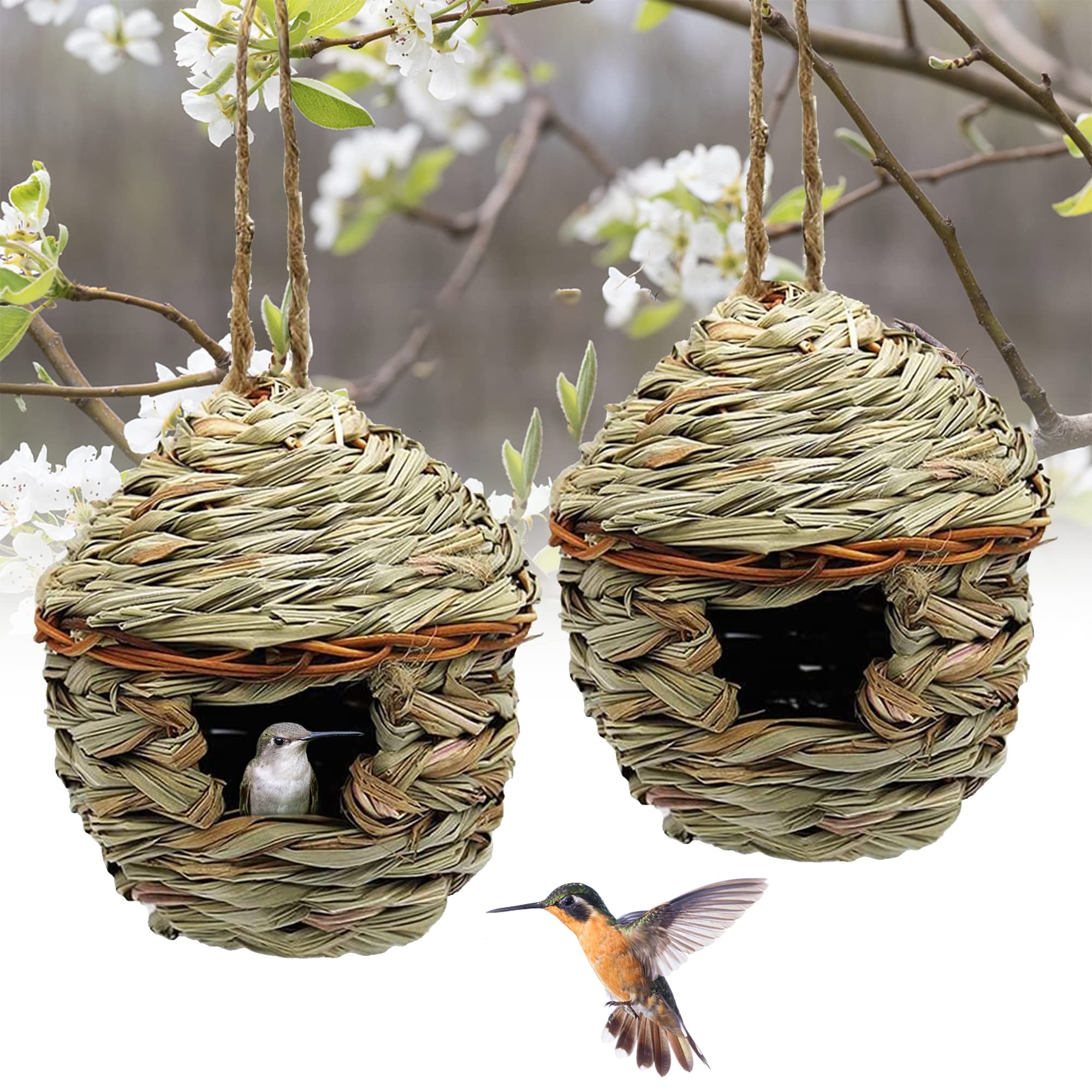 Grass Hand Woven Bird House For Outdoor Hanging-xinru
