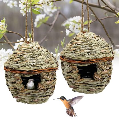 Grass Hand Woven Bird House For Outdoor Hanging-xinru