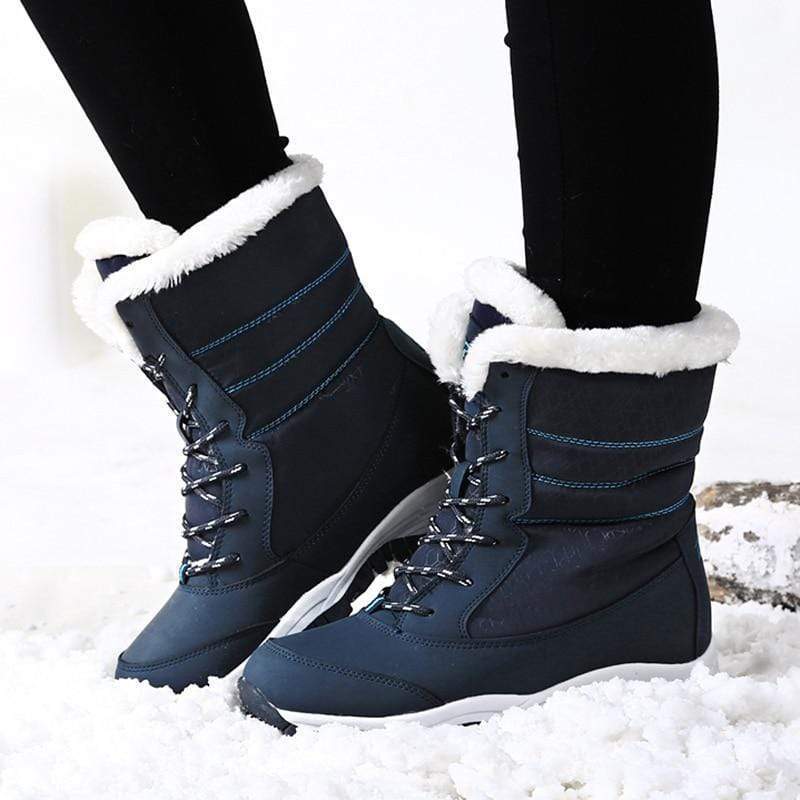 Women Waterproof Snow Boots  With Thick Fur-xinru shop