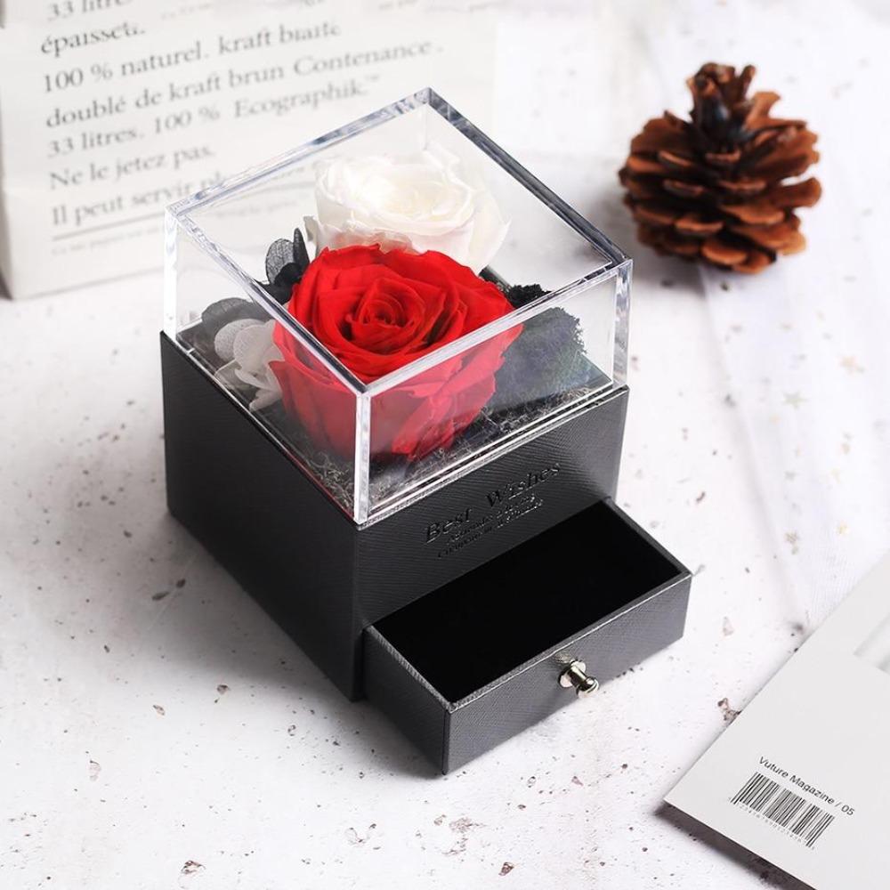 Immortal Preserved Rose Teddy Bear Box Display-xinru