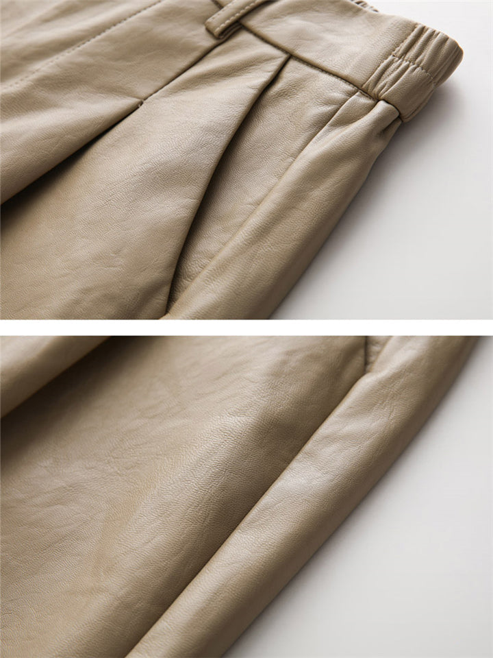 Fashion PU Leather Shorts Women's Plus Size Streetwear-xinru