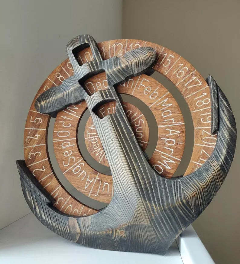 Unique Perpetual Wooden Anchor Calendar-xinru