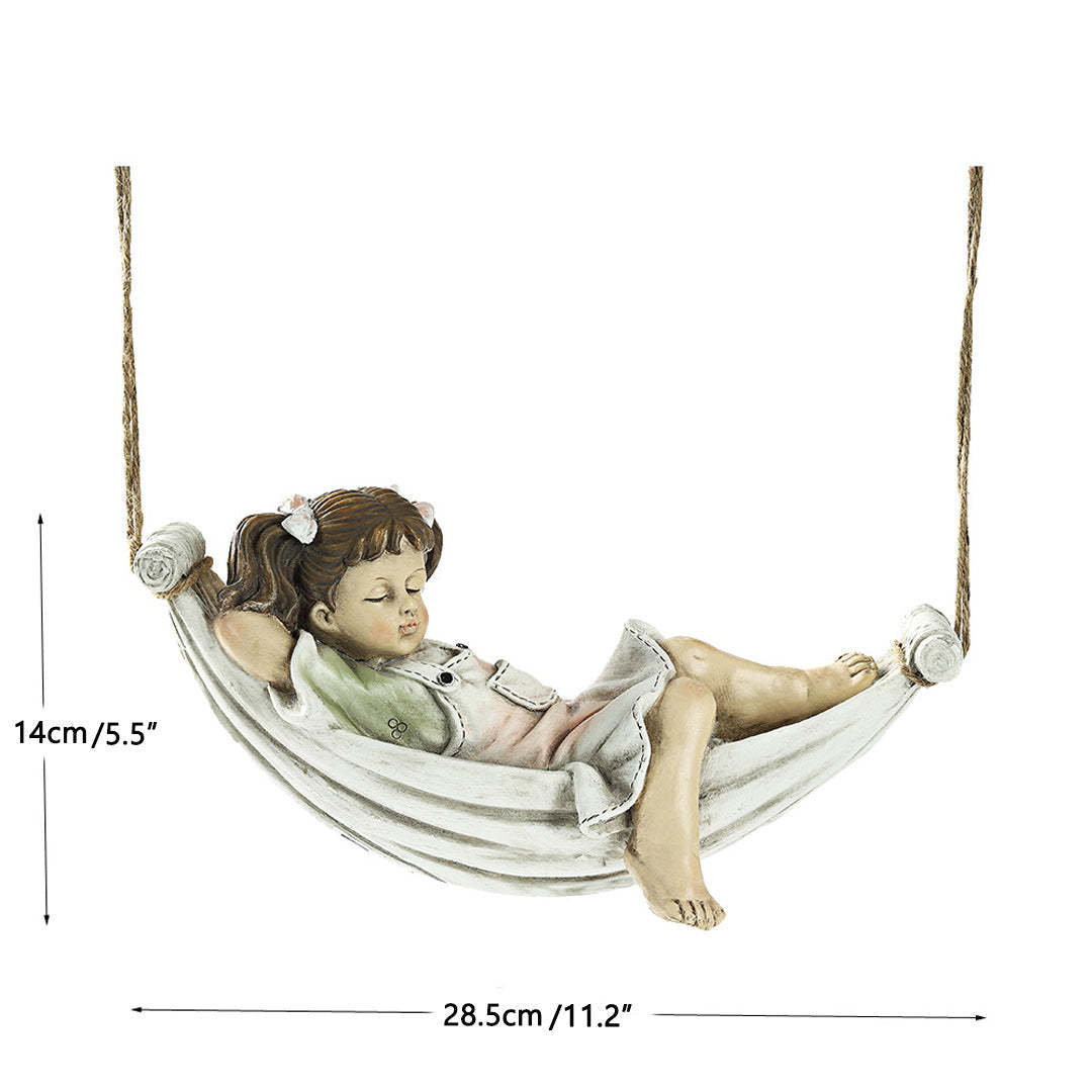 Resin Lying Boy Casual Girl Statue Garden Hang On Tree Decorative Pendant Decors-xinru