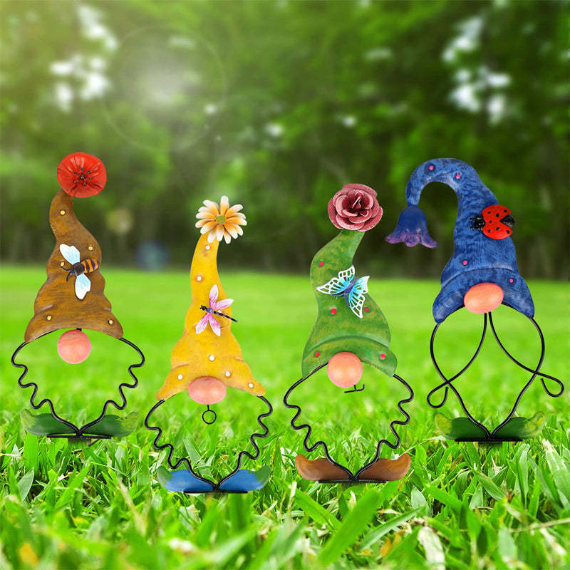 Garden Gnome Stake Metal Yard Decor-xinru