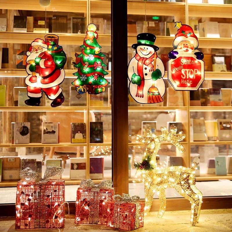 Santa Claus Led Sucker Window Hanging Lights Christmas Decoration Atmosphere Scene Decoration Holiday Decoration Lights-xinru shop