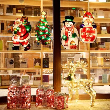Santa Claus Led Sucker Window Hanging Lights Christmas Decoration Atmosphere Scene Decoration Holiday Decoration Lights-xinru shop