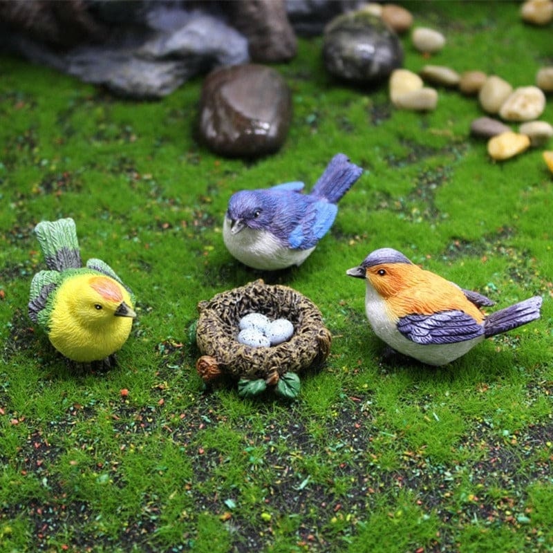Figurines Simulation Cute Miniature Bird Resin Magpie Mini Dollhouse Decor-xinru