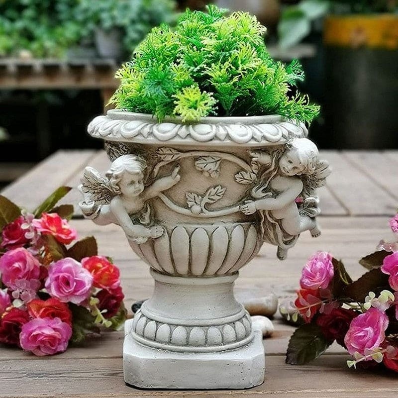 Classical Antique Resin Garden Angel Planters-xinru