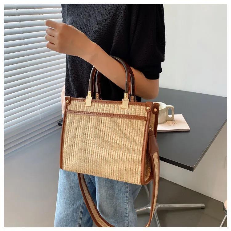 ウーブンバッグ大容量トートバッグ-xinru shop