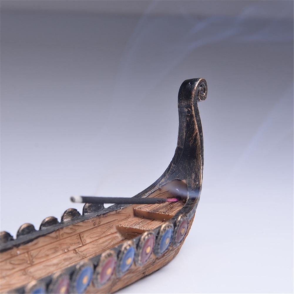 Viking Dragon Boat Waterfall Incense Burner Ceramic Holder-xinru