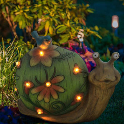 Snail Figurine Waterproof Resin Figurine With Solar LED Lights Gargon Decorati-xinru