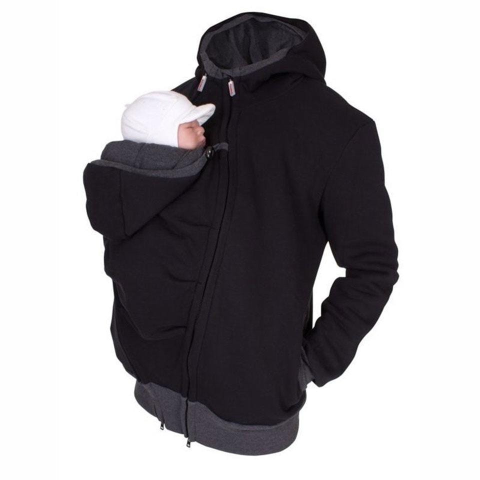 Winter Dad Mom Baby Kangaroo pocket Carrier Hoodies-xinru shop