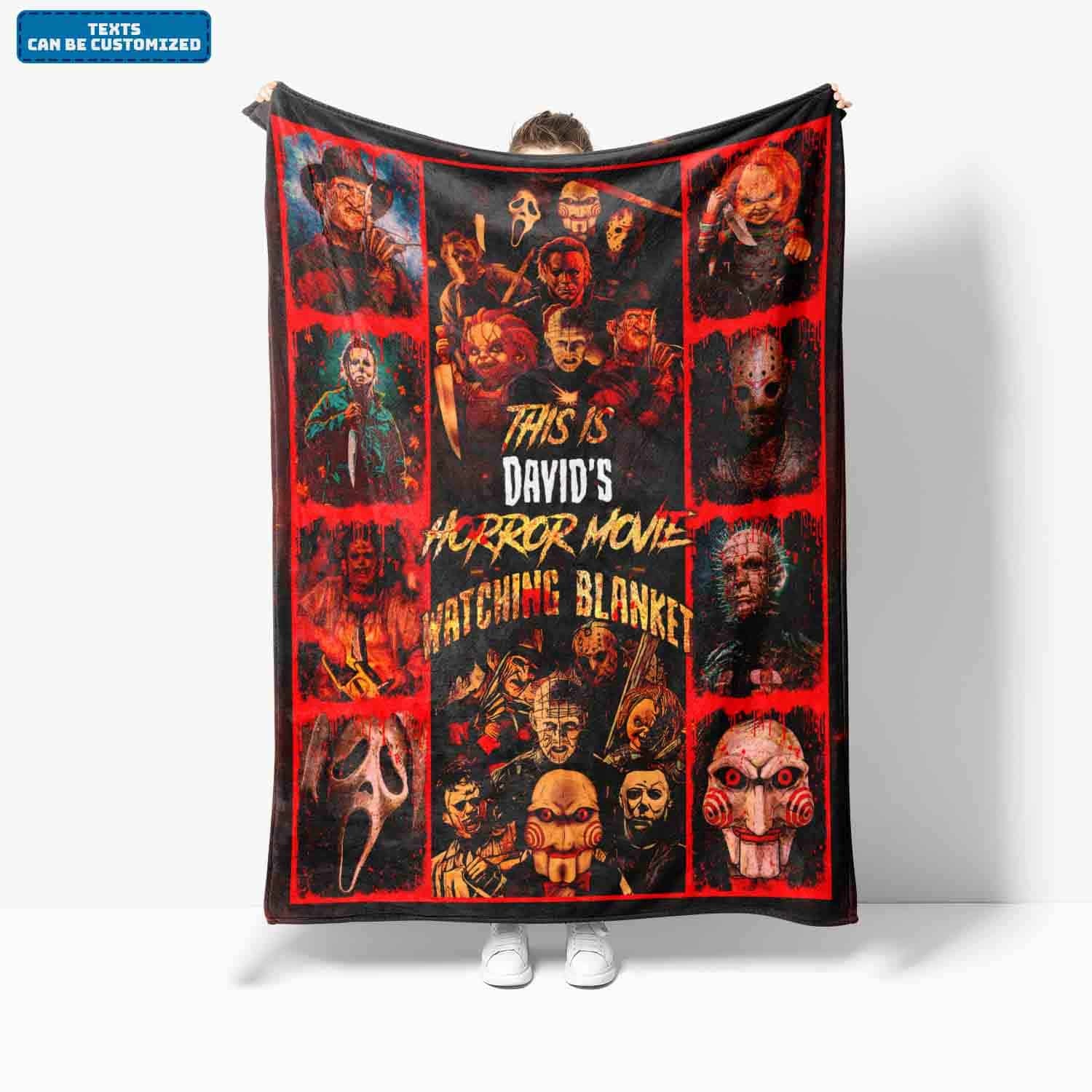 Personalized - This Is Horror Movie Watching Blanket, Custom Name Fleece Sherpa Blanket-xinru shop