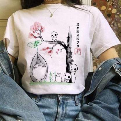 Totoro Studio Ghibli Harajuku Kawaii T-Shirt For Women Ullzang Miyazaki Hayao Tshirt-xinru