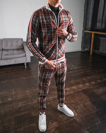 Stylish Guardsmen Matching Plaid Set Track Suits-xinru