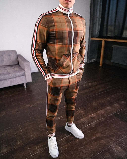 Stylish Guardsmen Matching Plaid Set Track Suits-xinru