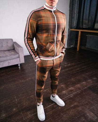 Stylish Guardsmen Matching Plaid Set Track Suits-xinru