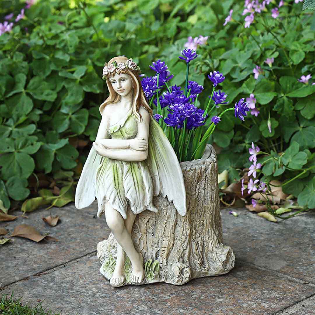 Fairy Girl Succulent Plant Pot Garden Figurine Outdoor Yard Porch Decoration-xinru