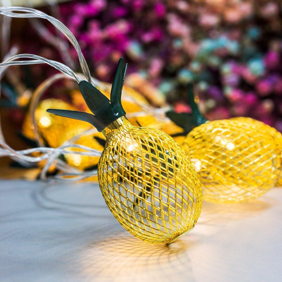 Iron Wire Pineapple Fairy Light String Nordic Gold LED Solar Festive Lighting-xinru